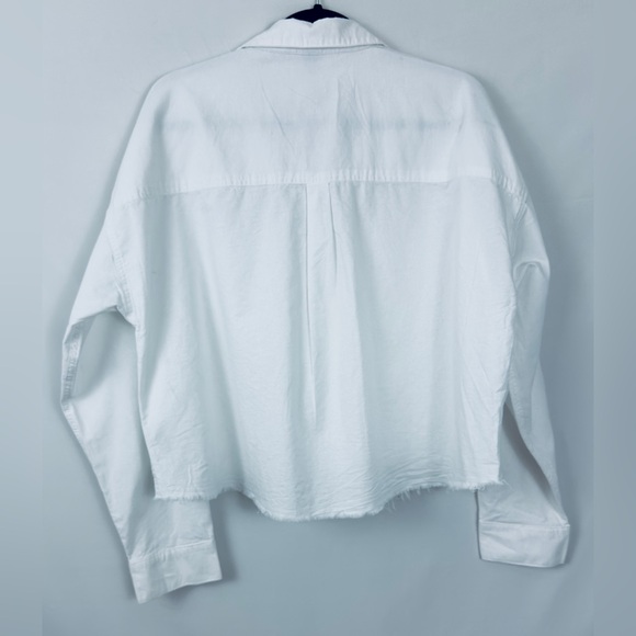 Wild fable White Light Weight Crop Frayed Edge Long Sleeve Top/Jacket La… - Picture 2 of 8